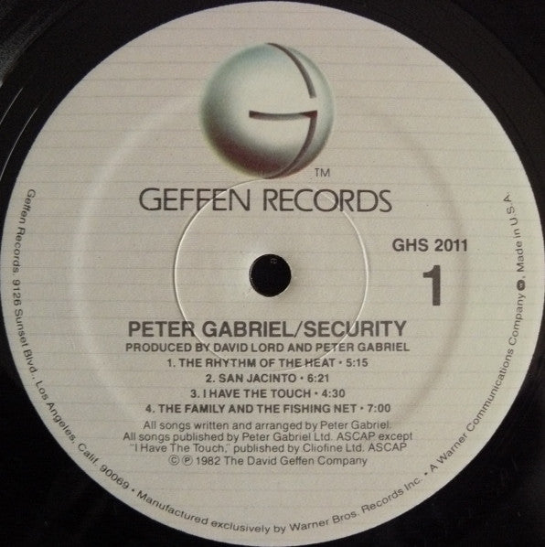 Peter Gabriel : Security (LP, Album, Spe)