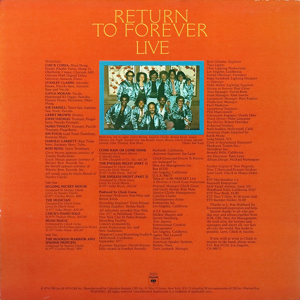 Return To Forever : Live (LP, Album)