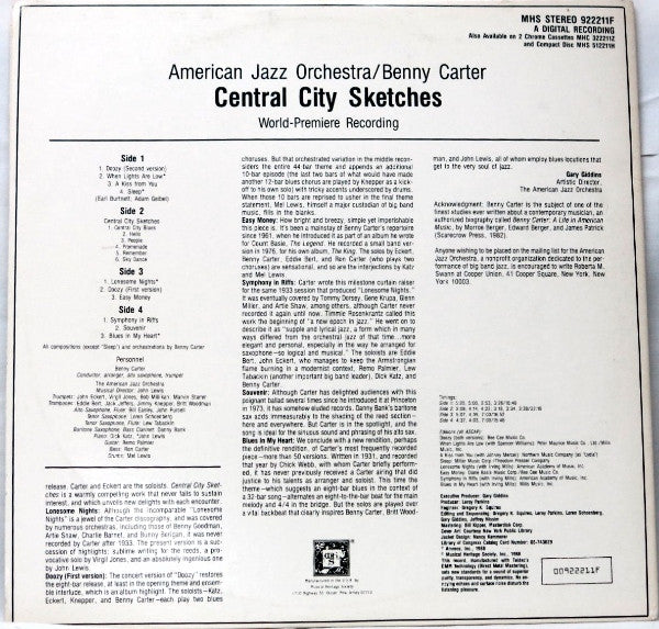 Benny Carter, American Jazz Orchestra* : Central City Sketches (2xLP, Album, Gat)