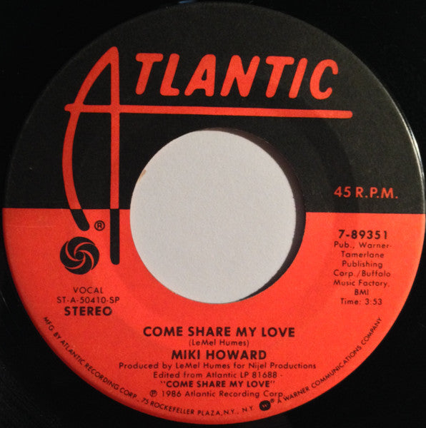 Miki Howard : Come Share My Love (7", SP )