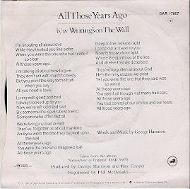 George Harrison : All Those Years Ago (7", Single)