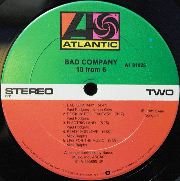 Bad Company (3) : 10 From 6 (LP, Comp, Club, Car)