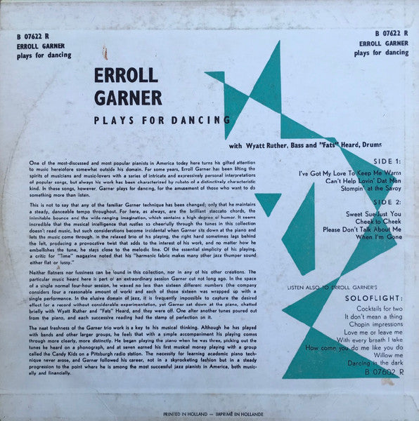 Erroll Garner : Erroll Garner Plays For Dancing (10", RE)