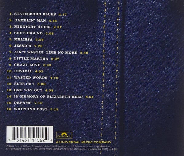 The Allman Brothers Band : A Decade Of Hits 1969 - 1979 (CD, Comp, RM)