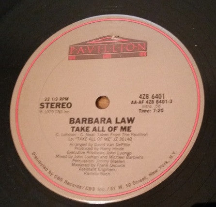 Barbara Law : Take All Of Me / Can You Read My Mind (12", Single)