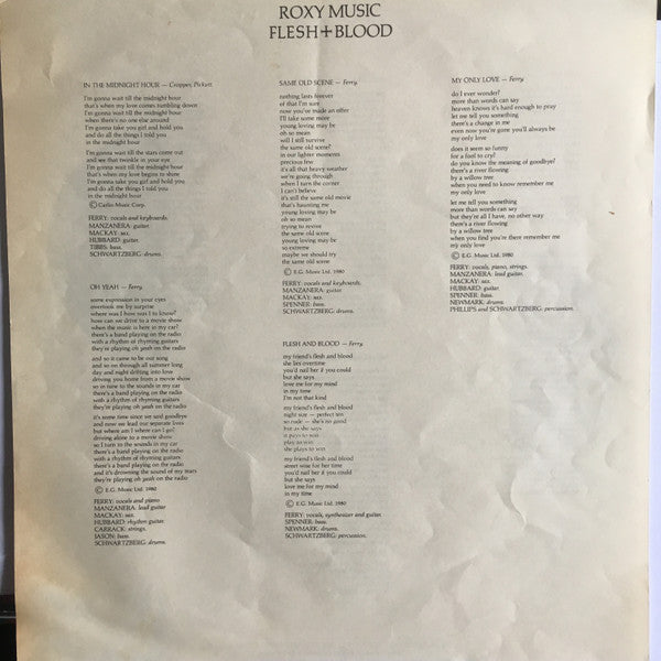 Roxy Music : Flesh + Blood (LP, Album)
