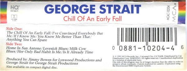George Strait : Chill Of An Early Fall (Cass, Album)