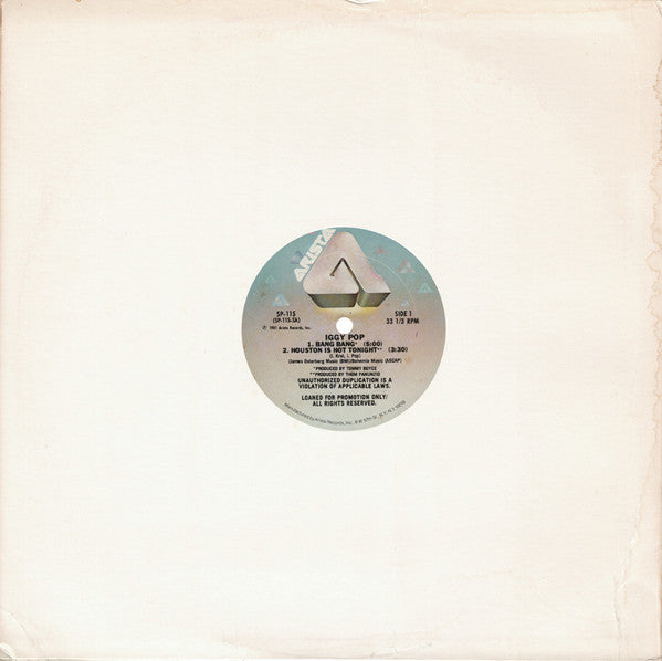 Iggy Pop : Special Rock Club Versions From The Iggy Pop Album Party (12", Promo)