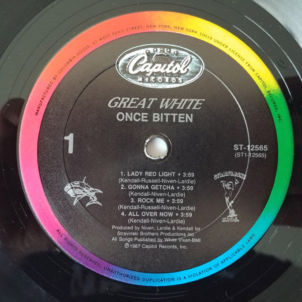 Great White : Once Bitten (LP, Album, Club, Col)