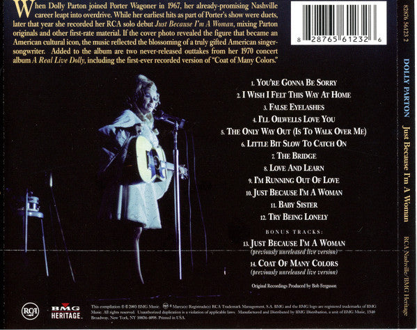 Dolly Parton : Just Because I'm A Woman (CD, Album, RE)