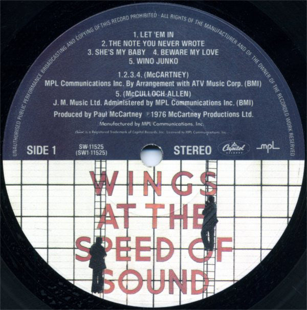 Wings (2) : Wings At The Speed Of Sound (LP, Album, Los)