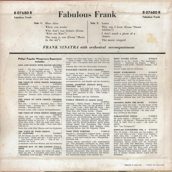 Frank Sinatra : Fabulous Frank (10", Comp)
