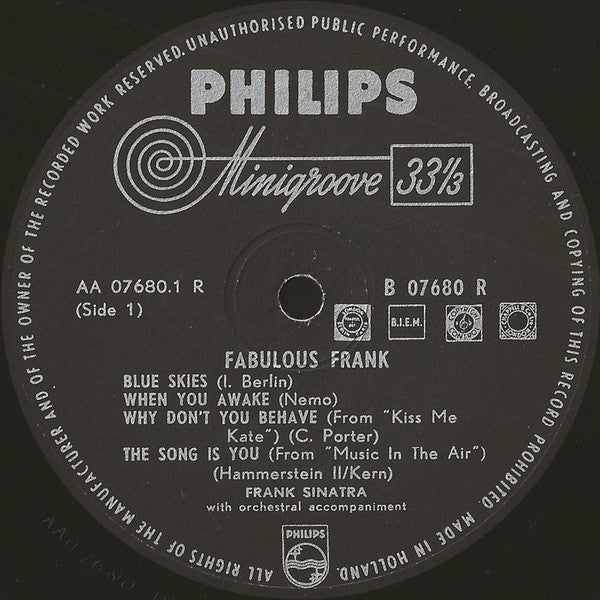 Frank Sinatra : Fabulous Frank (10", Comp)