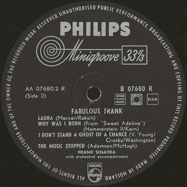 Frank Sinatra : Fabulous Frank (10", Comp)
