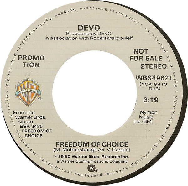 Devo : Snowball / Freedom Of Choice (7", Promo, Los)