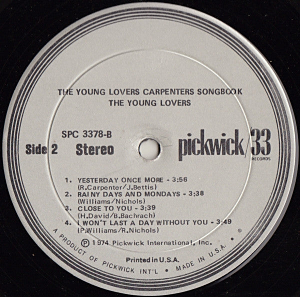 The Young Lovers (2) : Carpenters Song Book (LP, Album)