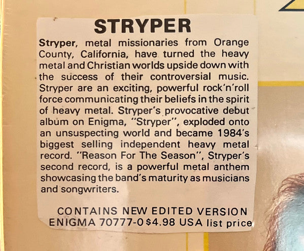 Stryper : Reason For The Season (12", Single)