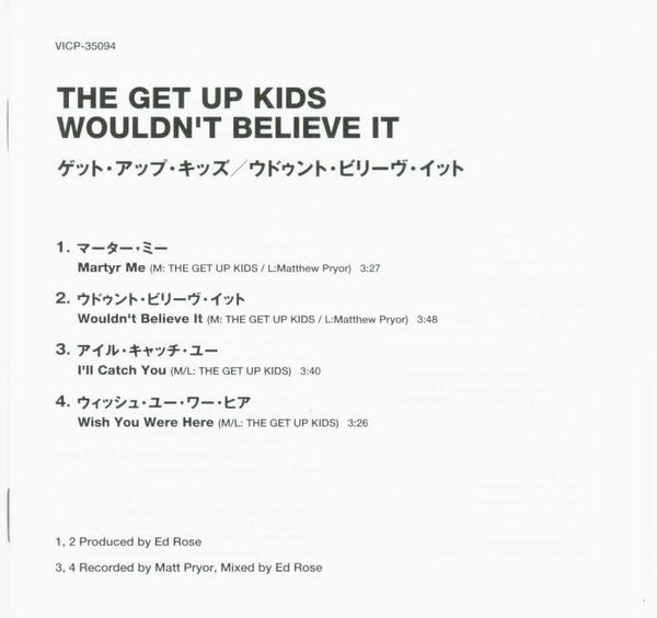 The Get Up Kids : Wouldn't Believe It (CD, Maxi)
