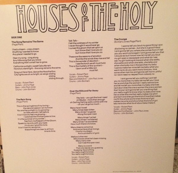 Led Zeppelin : Houses Of The Holy (LP, Album, RE, Spe)