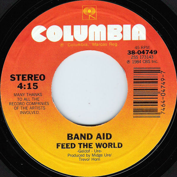 Band Aid : Do They Know It's Christmas? (7", Single, Styrene, Pit)