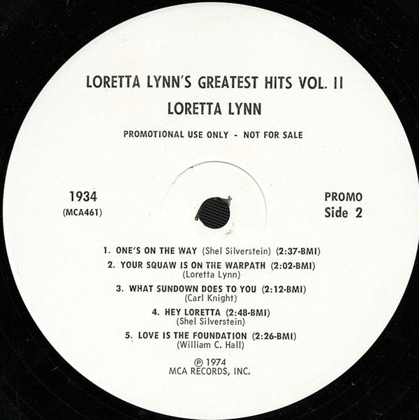 Loretta Lynn : Loretta Lynn's Greatest Hits Vol. II (LP, Comp, Promo)