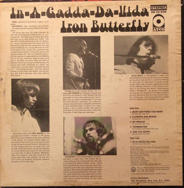 Iron Butterfly : In-A-Gadda-Da-Vida (LP, Album, RP)