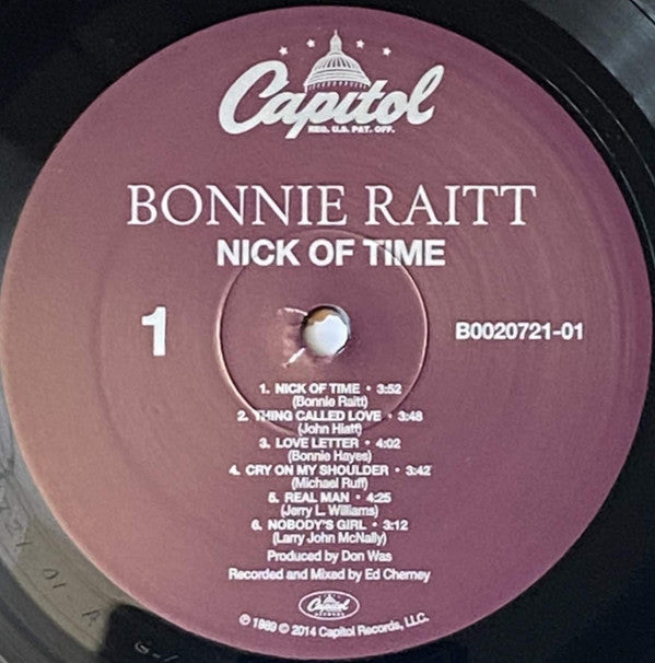 Bonnie Raitt : Nick Of Time (LP, Album, RE, RM, 180)