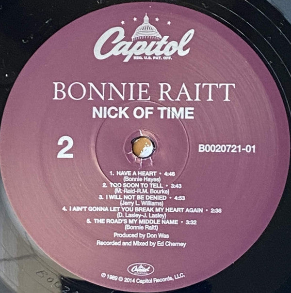 Bonnie Raitt : Nick Of Time (LP, Album, RE, RM, 180)