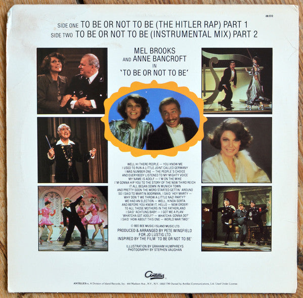 Mel Brooks : To Be Or Not To Be (The Hitler Rap) Pts. 1 & 2 (12", Single)