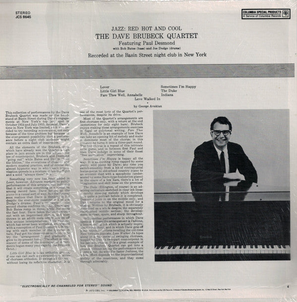 The Dave Brubeck Quartet : Jazz: Red Hot And Cool (LP, Album, RE,  Te)