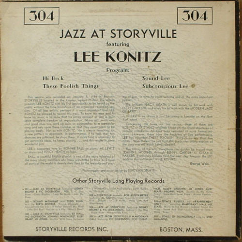 Lee Konitz : At Storyville (10", Mono)