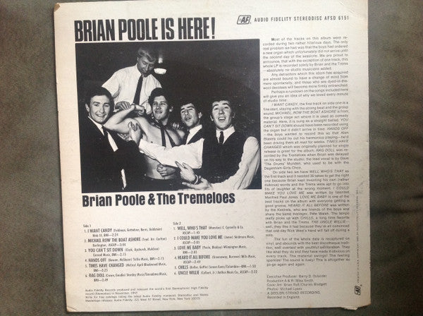 Brian Poole & The Tremeloes : Brian Poole Is Here! (LP, Album)