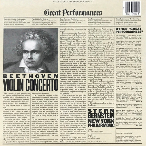 Beethoven*, Stern*, Bernstein*, New York Philharmonic : Violin Concerto (LP, RE)
