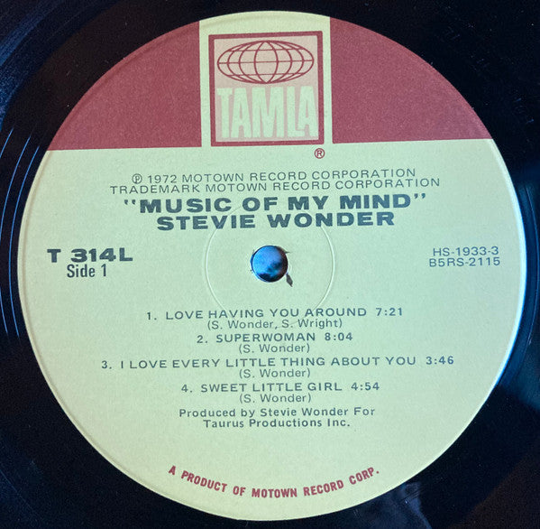 Stevie Wonder : Music Of My Mind (LP, Album, Gat)
