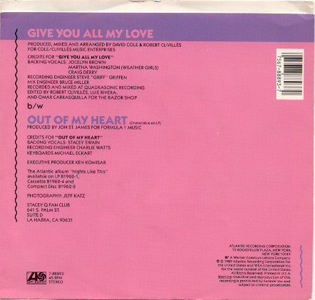 Stacey Q : Give You All My Love (7", Promo)