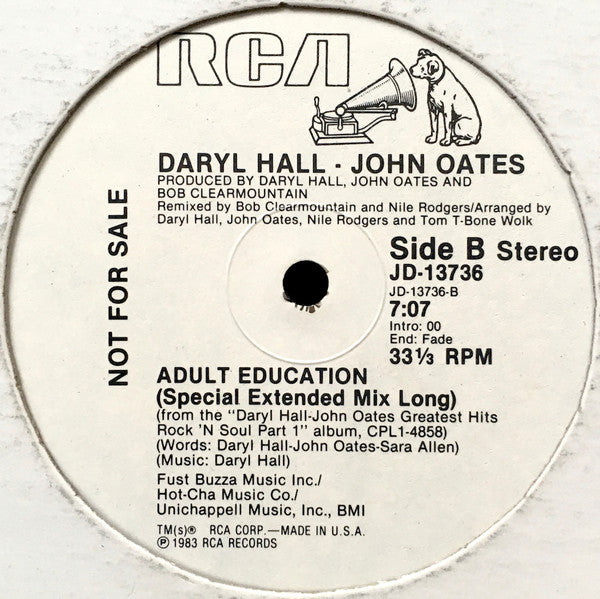 Daryl Hall - John Oates* : Adult Education (12", Promo)