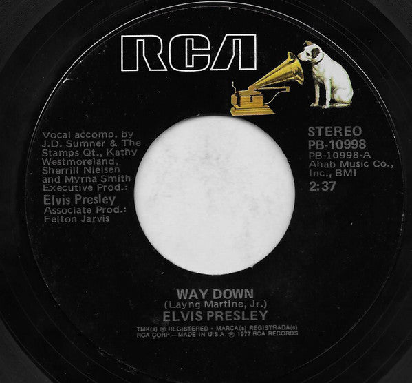 Elvis Presley : Way Down (7", Single, Ind)