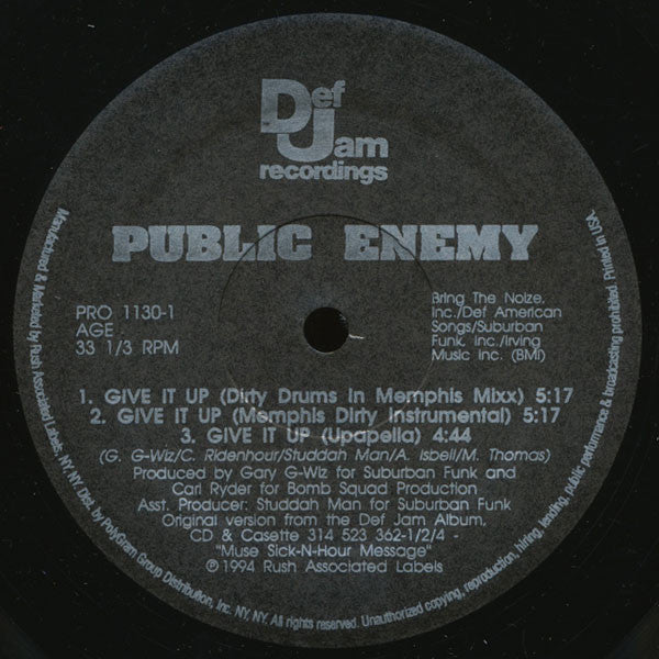 Public Enemy : Give It Up (12", Promo)