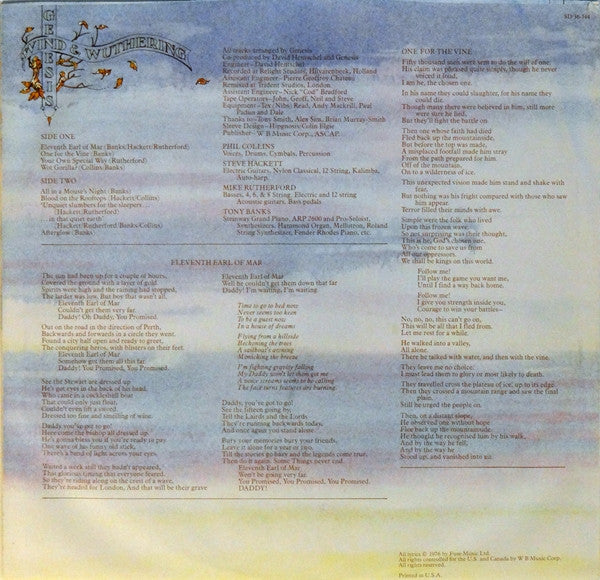Genesis : Wind & Wuthering (LP, Album, Mon)