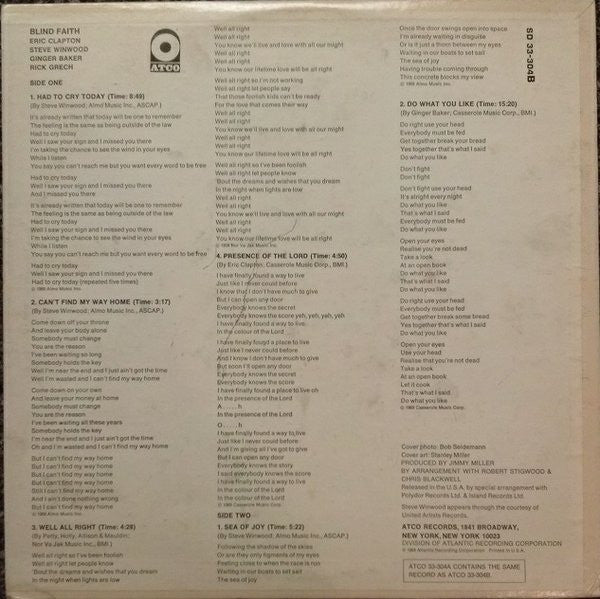 Blind Faith (2) : Blind Faith (LP, Album, MO-)