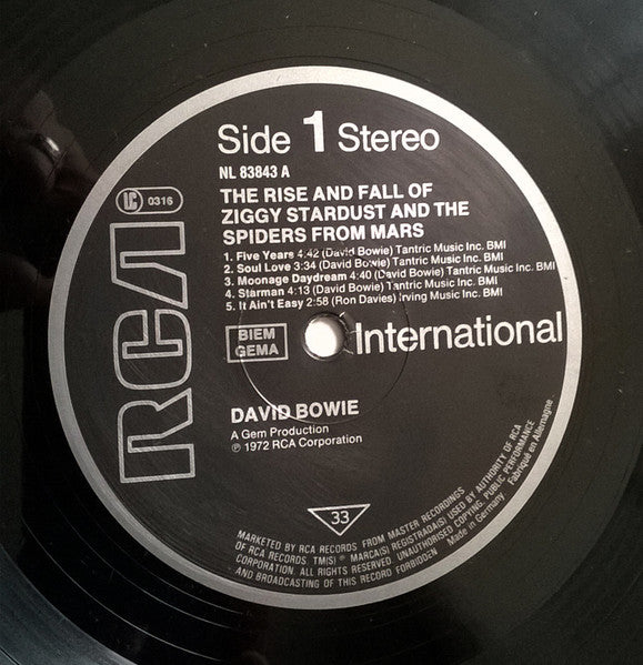 David Bowie : The Rise And Fall Of Ziggy Stardust And The Spiders From Mars (LP, Album, RE)