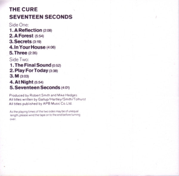 The Cure : Seventeen Seconds (Cass, Album, Club, RE, Dol)