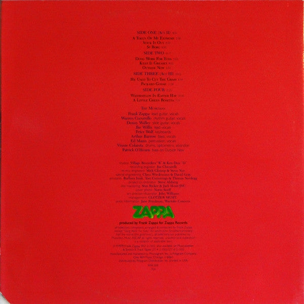 Frank Zappa : Joe's Garage Acts II & III (2xLP, Album, Com)