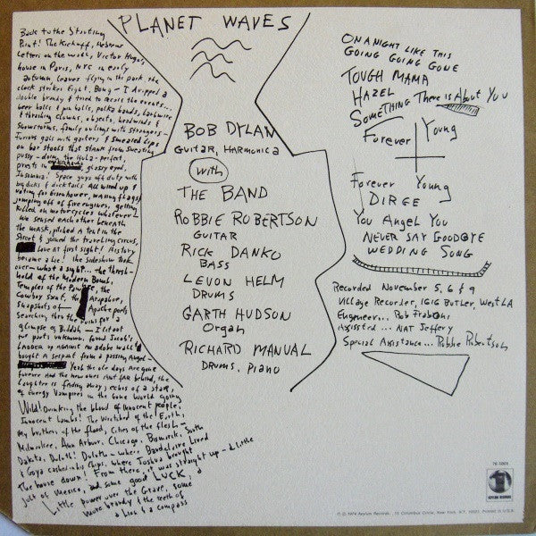 Bob Dylan : Planet Waves (LP, Album, San)
