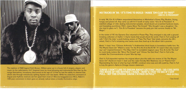 Eric B. & Rakim : Paid In Full (CD, Album, RE)