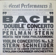 Bach*, Isaac Stern, Itzhak Perlman, Zubin Mehta, New York Philharmonic, Members Of The London Symphony Orchestra, English Chamber Orchestra : Double Violin Concerto & Violin Concertos Nos. 1 & 2 (LP, Comp)