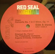 Chopin*, Emanuel Ax, Eugene Ormandy : Concerto No. 1 in E Minor, Op. 11 (LP, RE, Hal)