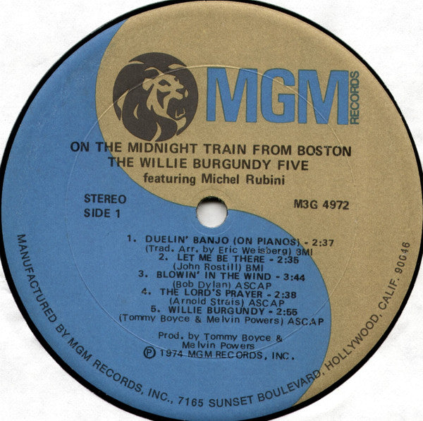 The Willie Burgundy Five Feat. Michel Rubini : On ... The Midnight Train From Boston (LP)