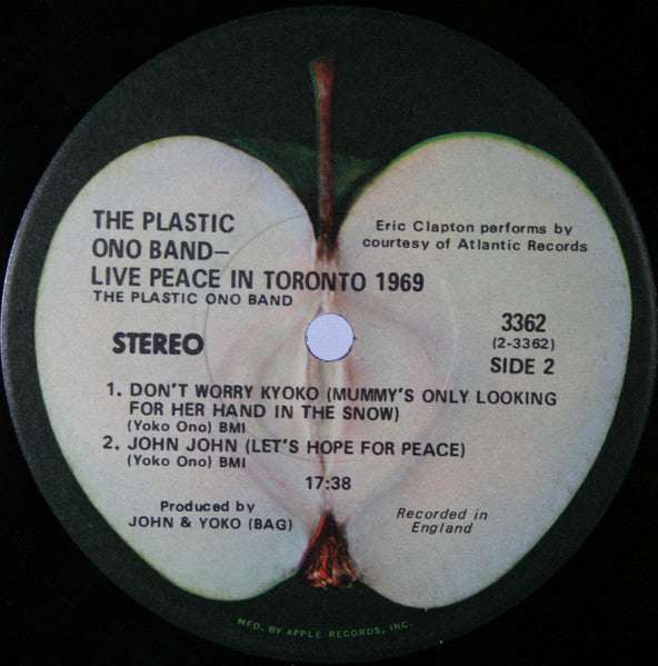 The Plastic Ono Band : Live Peace In Toronto 1969 (LP, Album, Jac)