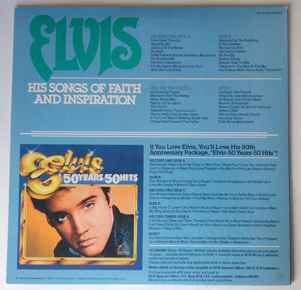 Elvis Presley : His Songs Of Faith And Inspiration (2xLP, Comp)